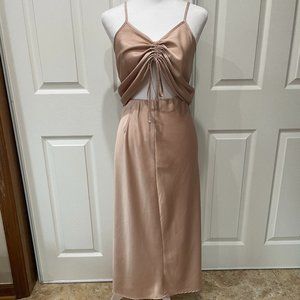 Olive & Oak Midi Two Piece Sand Satin